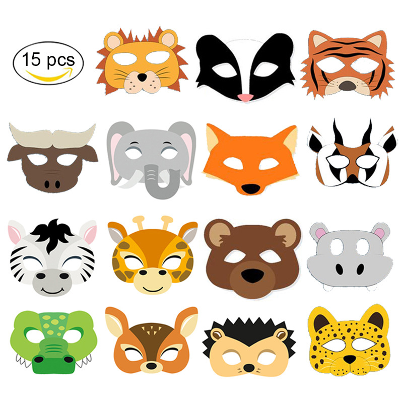 Zoo Party Games - 15 Buah/Set Masker Hewan Permainan Pesta