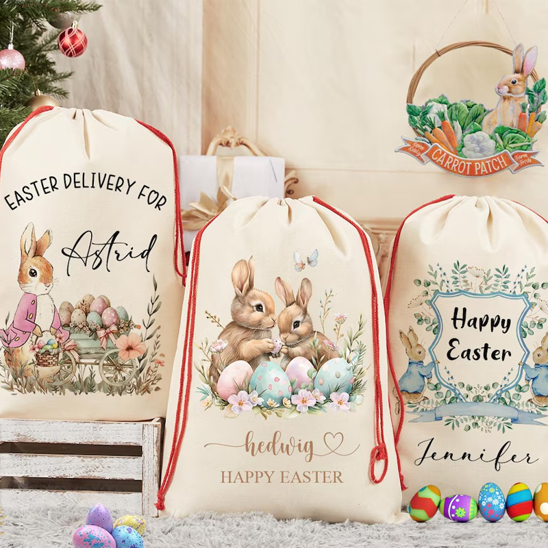 Party Games Easter Egg - Tas Hadiah Kelinci Paskah dengan Nama