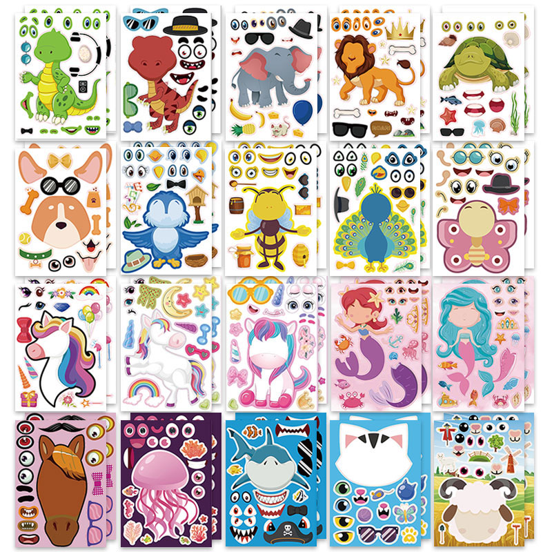 Zoo Party Games - 12/24 lembar membuat wajah stiker kebun