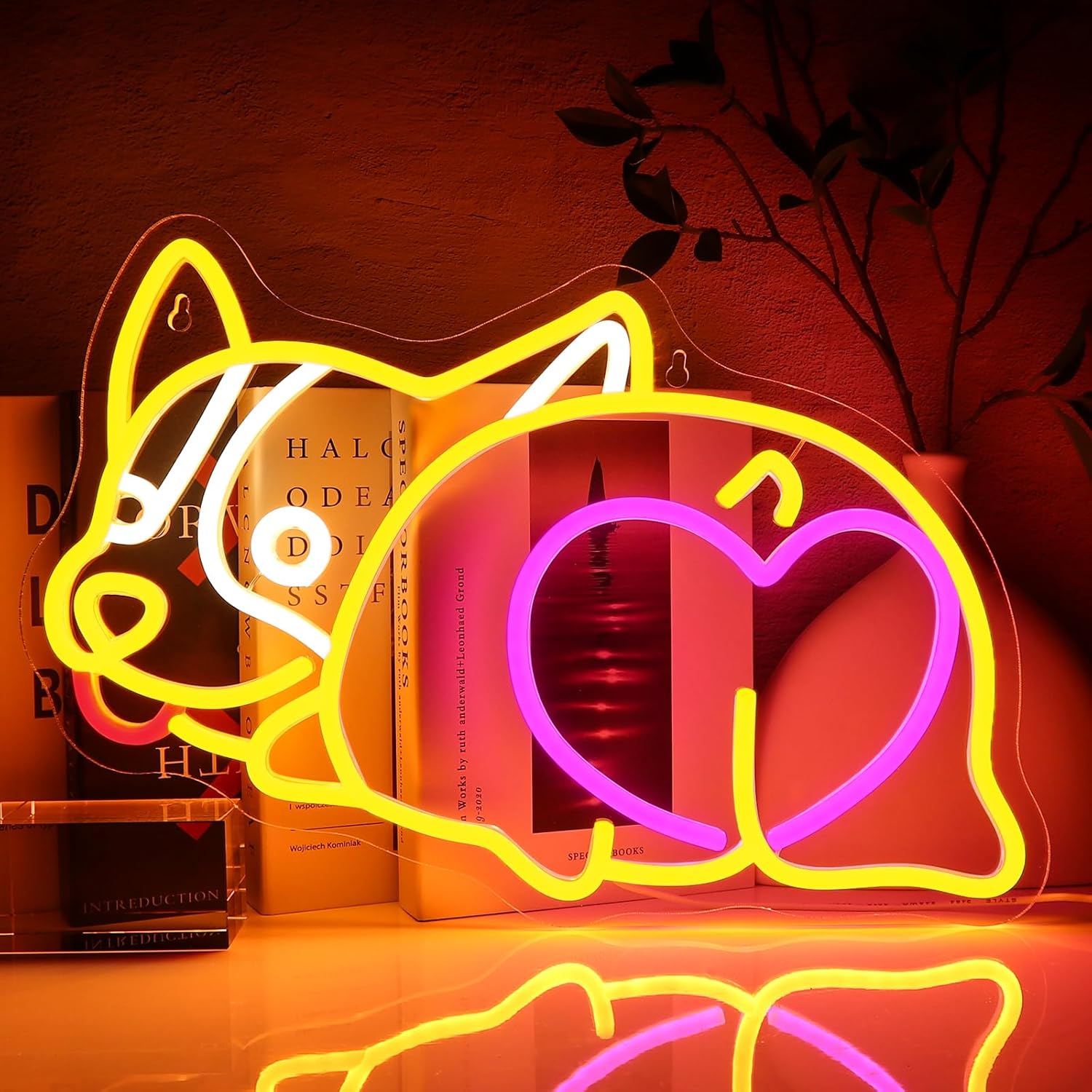 Zoo Party Games - Lampu Neon Anjing Corgie Dekorasi Dinding
